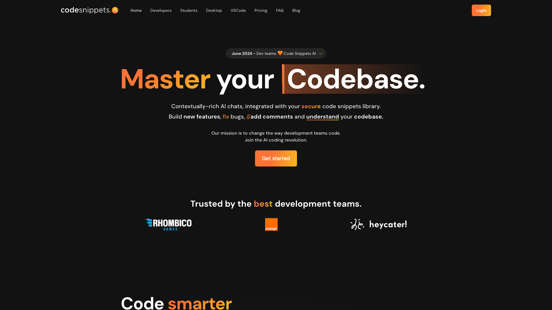 Code Snippets AI 主页截图