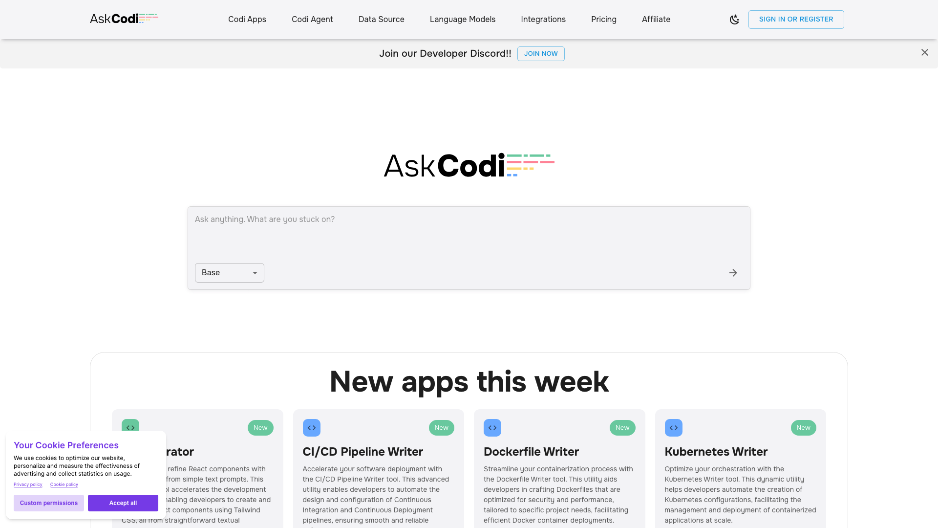 AskCodi主页截图