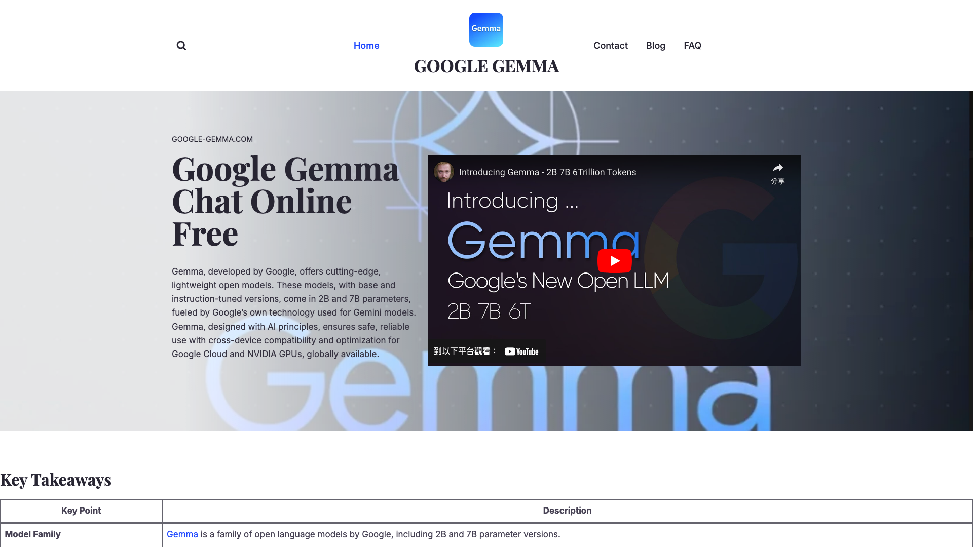 Google Gemma Chat Online 主页