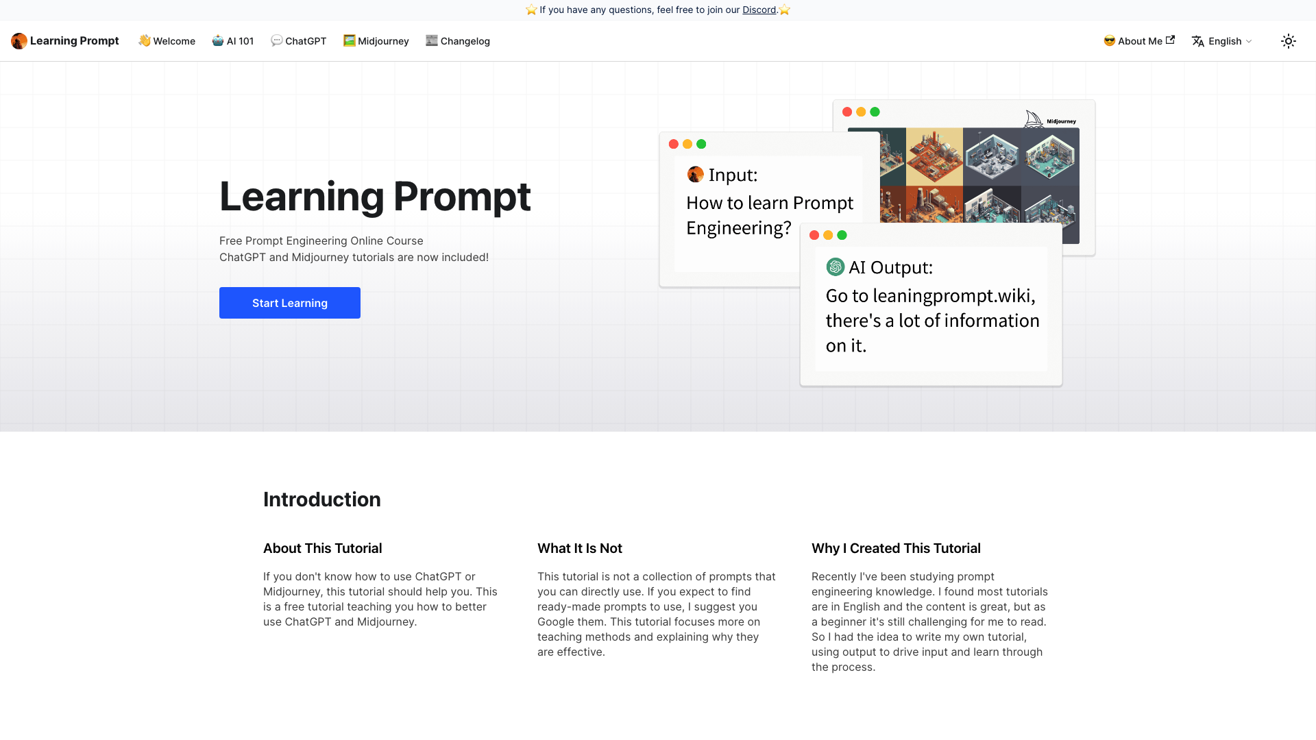 Learning Prompt 主页截图