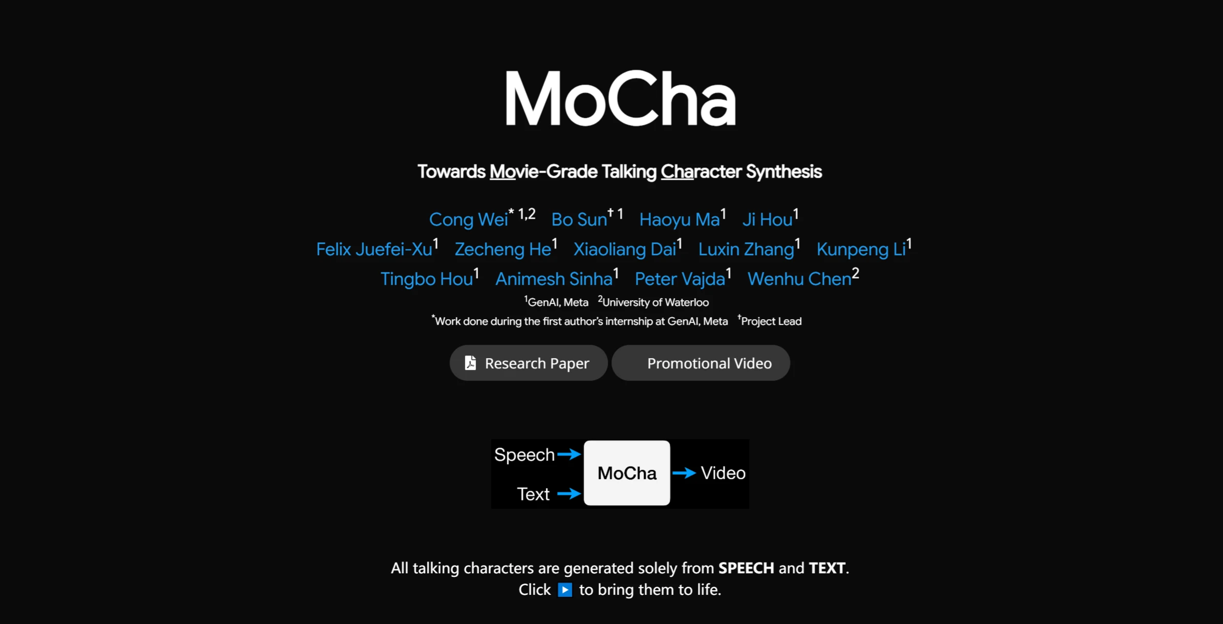 MoCha：Meta推出的首个能实现电影级说话角色生成的DiT模型